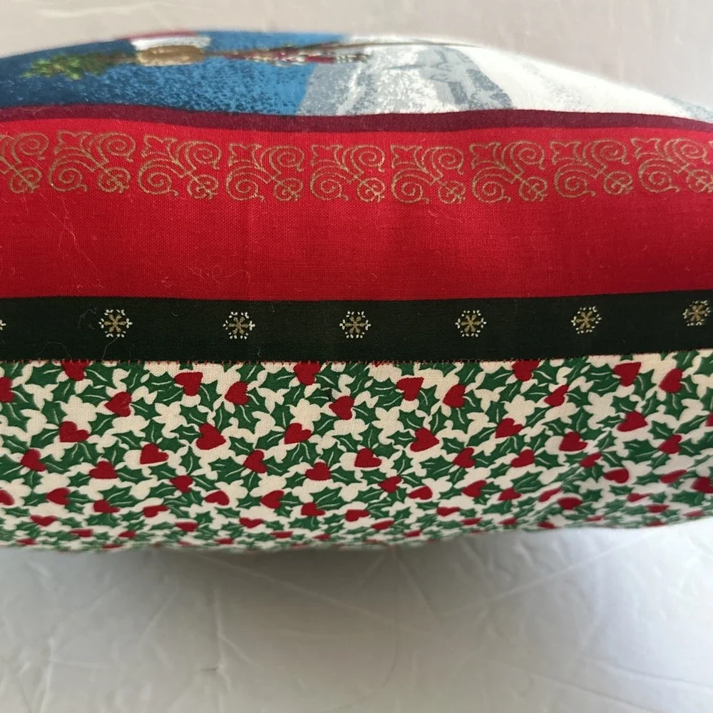 Vintage Santa Claus Christmas Pillow 14x14 Snow St. Nick Red Green Holiday Decor